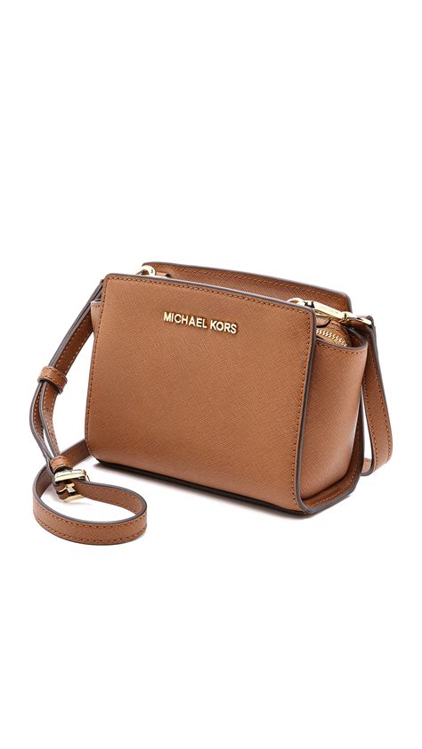 michael kors selma mini brown|selma mini crossgrain leather bag.